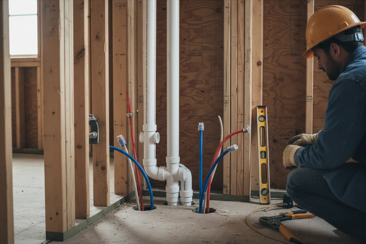 Drain and supply rough-in during Leak Detection in Milldale