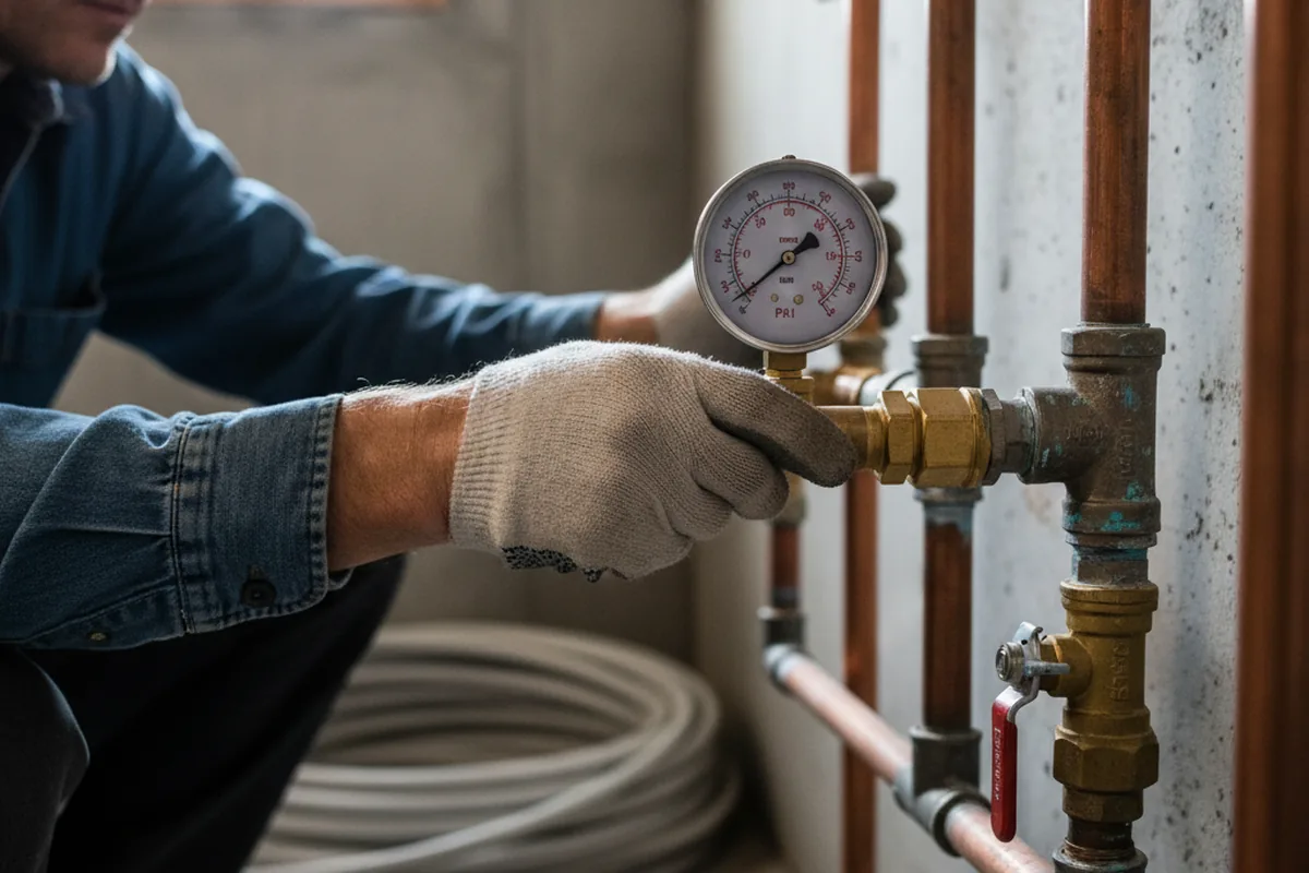 Pressure testing a repaired line during Water Line Repair in Milldale